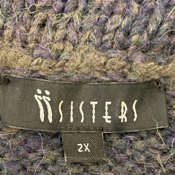 SISTERS Ombre Stripe Chunky Knit Cowl Neck Pullover Sweater 2X - Picture 3 of 7